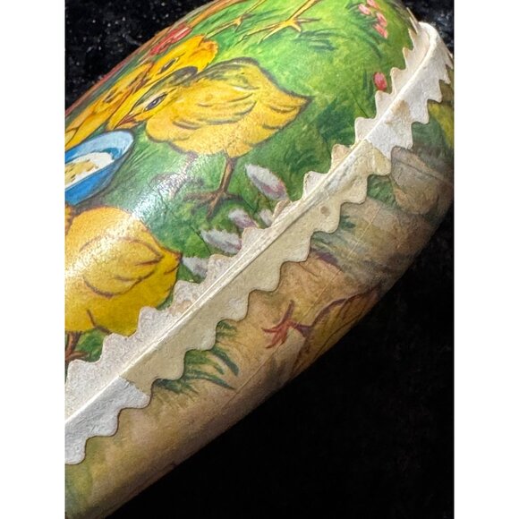 Vintage Germany Paper Mache Heart-Shaped  Box With Rooster Chicks Design Easter - Picture 6 of 10